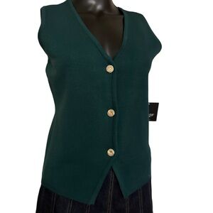 Elegant Green Sleeveless Cardigan